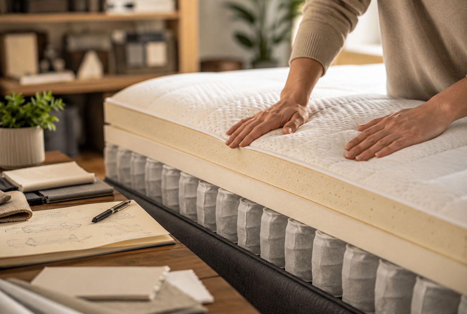 Strato di memory foam su molle insacchettate di un materasso InFormaBed